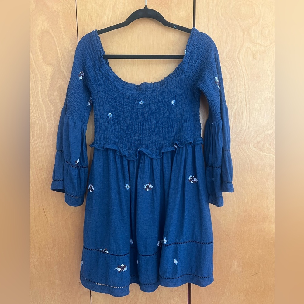 Free People Cottagecore bell sleeved smocked mini dress